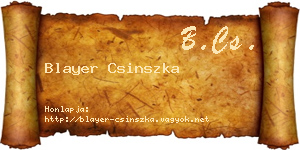 Blayer Csinszka névjegykártya
